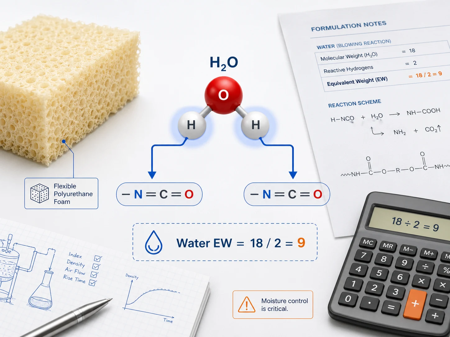 Why Water Equivalent Weight Is 9 in Polyurethane Foam