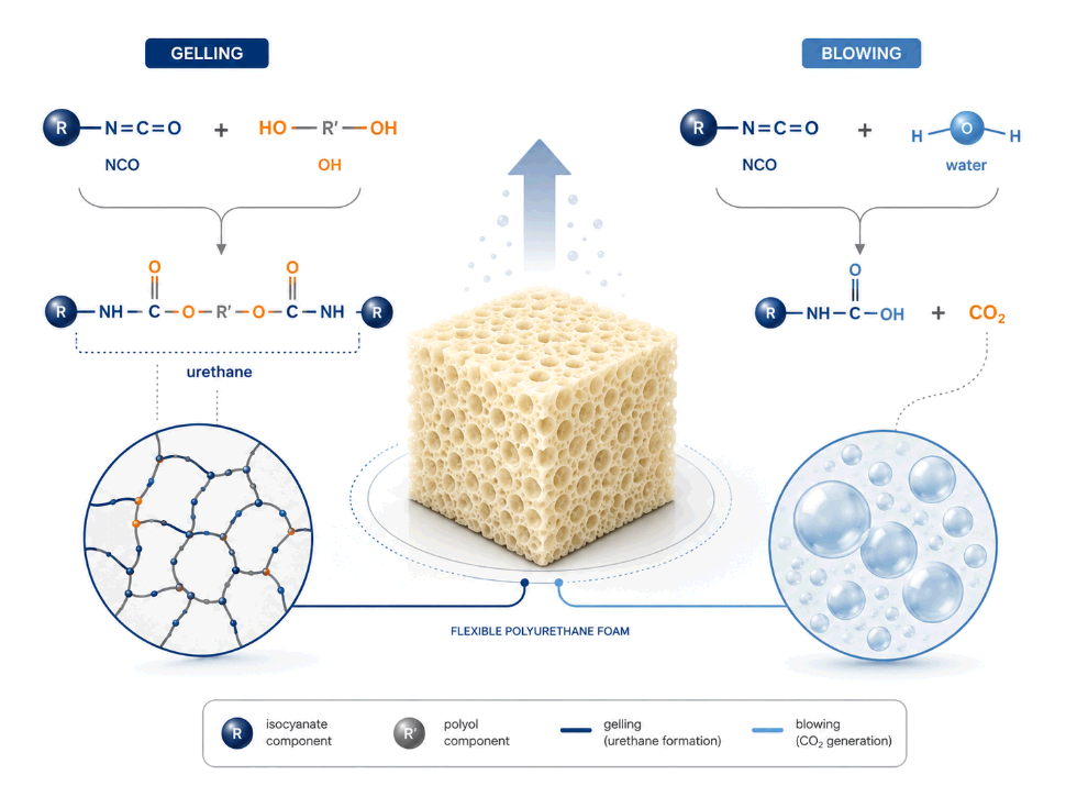 Gelling vs Blowing Reaction in Polyurethane Foam